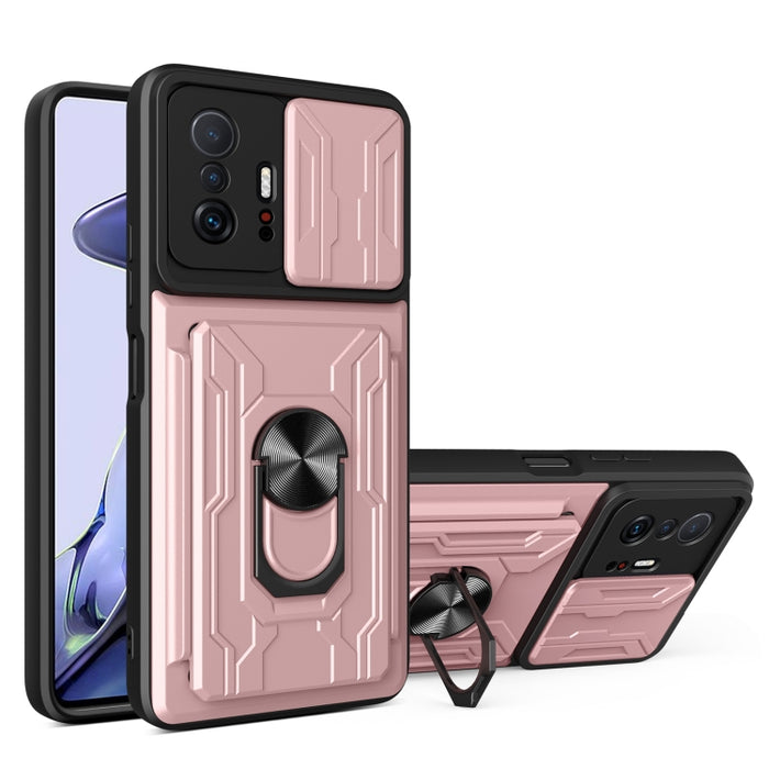 Funda para teléfono con funda para cámara con ranura para tarjeta y soporte, For Xiaomi 11T, For Xiaomi Redmi Note 10 Pro, For Xiaomi Redmi 10, For Samsung Galaxy S21 FE 5G