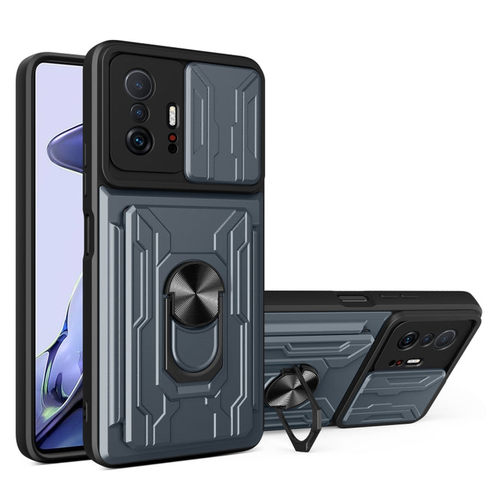 Funda para teléfono con funda para cámara con ranura para tarjeta y soporte, For Xiaomi 11T, For Xiaomi Redmi Note 10 Pro, For Xiaomi Redmi 10, For Samsung Galaxy S21 FE 5G