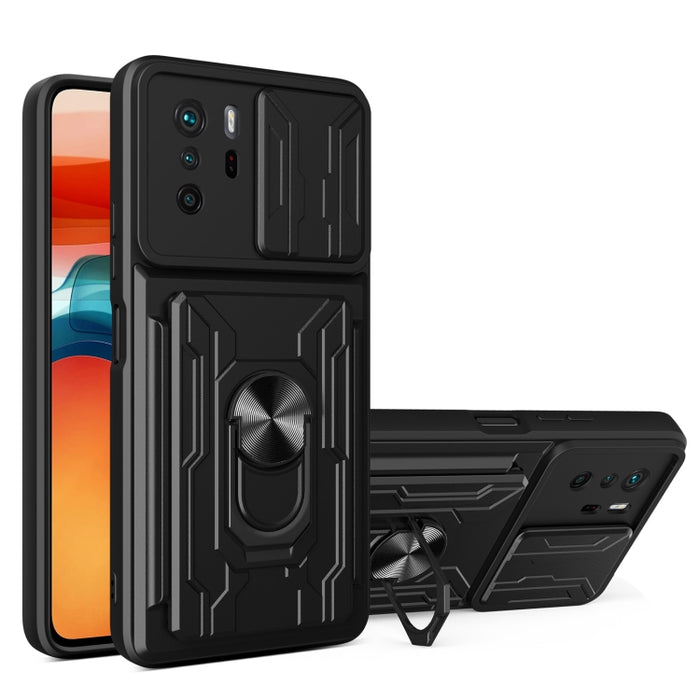 Funda para teléfono con funda para cámara con ranura para tarjeta y soporte, For Xiaomi 11T, For Xiaomi Redmi Note 10 Pro, For Xiaomi Redmi 10, For Samsung Galaxy S21 FE 5G