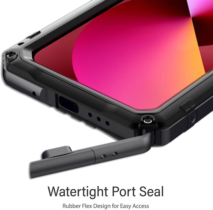 Caja de teléfono de silicona + metal a prueba de agua a prueba de golpes con protector de pantalla
