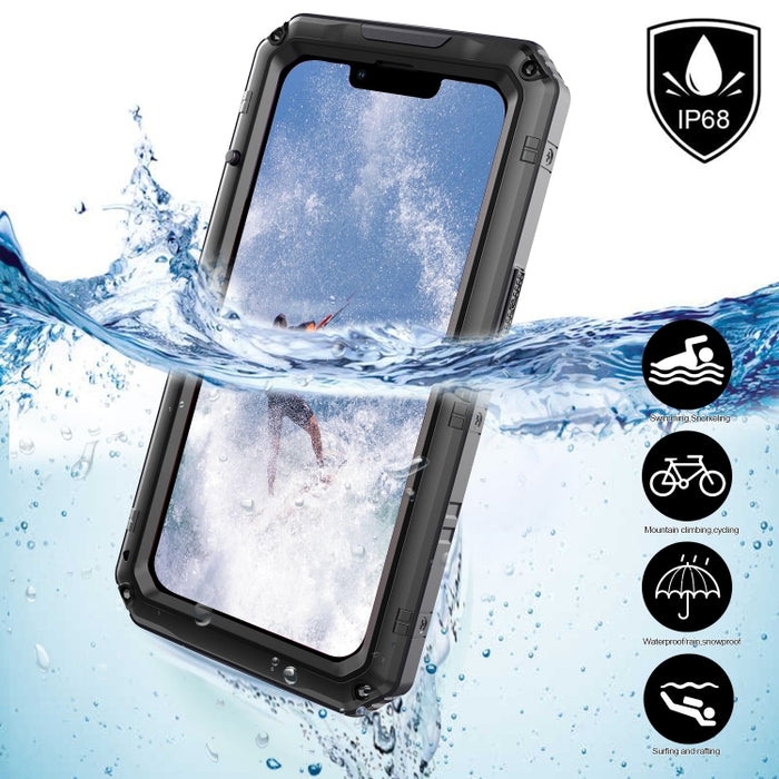 Caja de teléfono de silicona + metal a prueba de agua a prueba de golpes con protector de pantalla