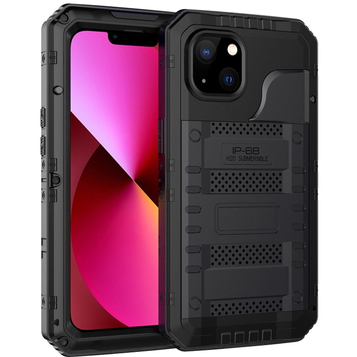 Caja de teléfono de silicona + metal a prueba de agua a prueba de golpes con protector de pantalla
