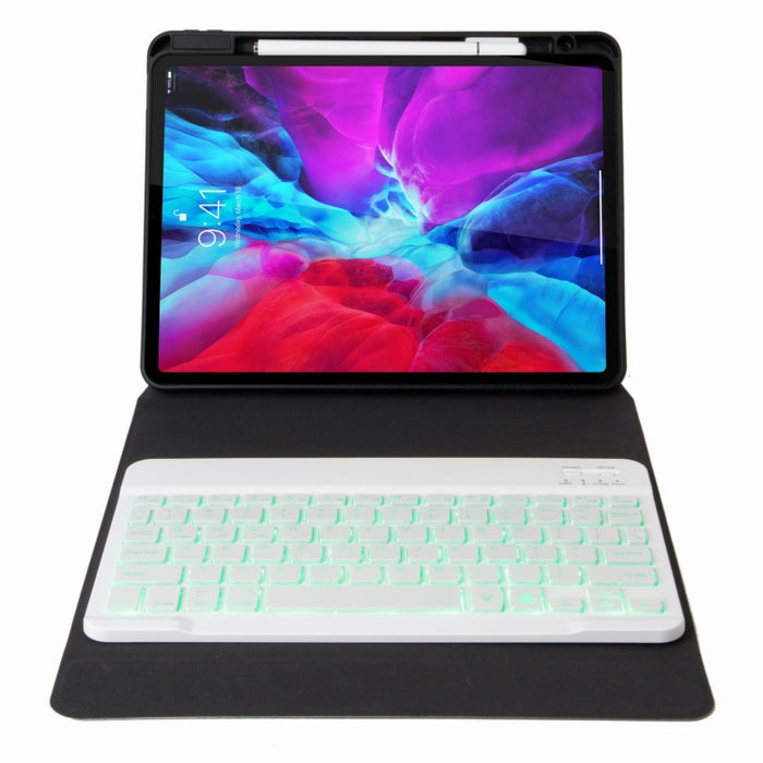 H-102S Estuche de cuero para teclado Bluetooth retroiluminado monocromático con soporte trasero triple