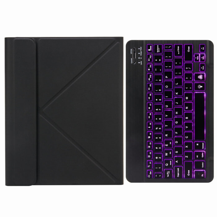 H-102S Estuche de cuero para teclado Bluetooth retroiluminado monocromático con soporte trasero triple