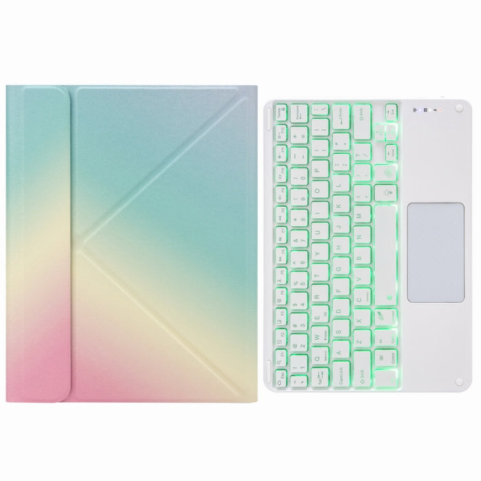 H-097CS Estuche de cuero con teclado Bluetooth con retroiluminación táctil y soporte triple trasero