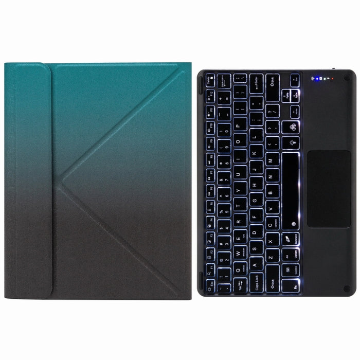 H-097CS Estuche de cuero con teclado Bluetooth con retroiluminación táctil y soporte triple trasero