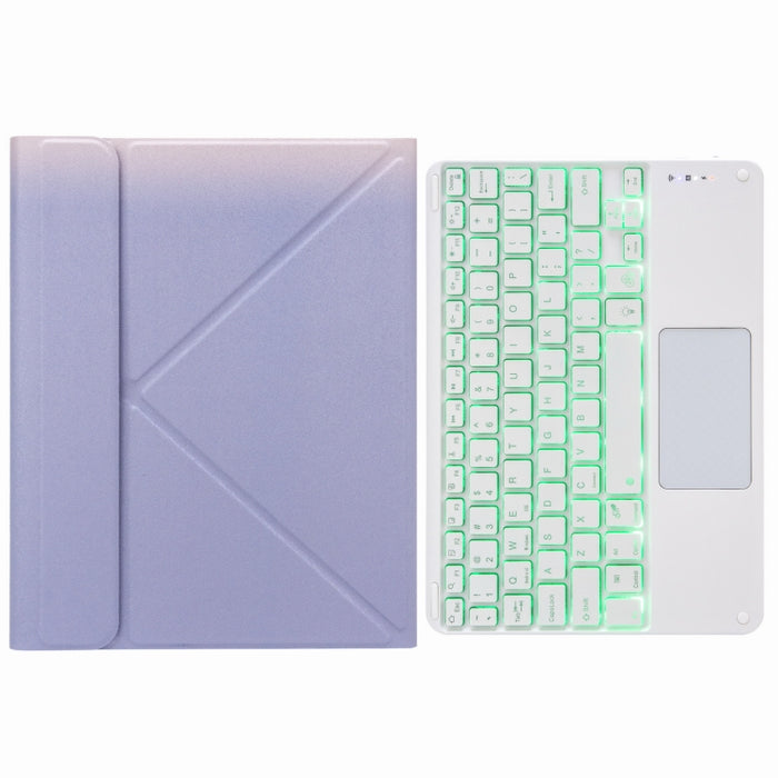 H-097CS Estuche de cuero con teclado Bluetooth con retroiluminación táctil y soporte triple trasero