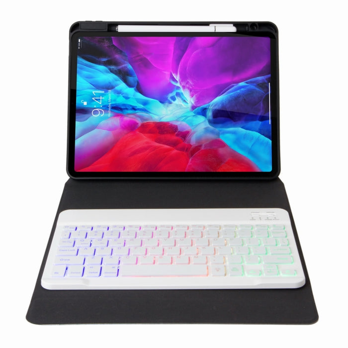 H-102S3 Estuche de cuero para teclado Bluetooth retroiluminado tricolor con soporte triple trasero