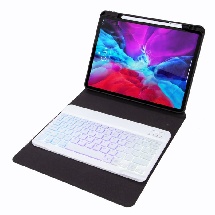 H-102S3 Estuche de cuero para teclado Bluetooth retroiluminado tricolor con soporte triple trasero