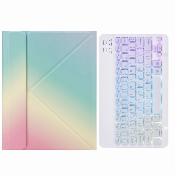 H-102S3 Estuche de cuero para teclado Bluetooth retroiluminado tricolor con soporte triple trasero