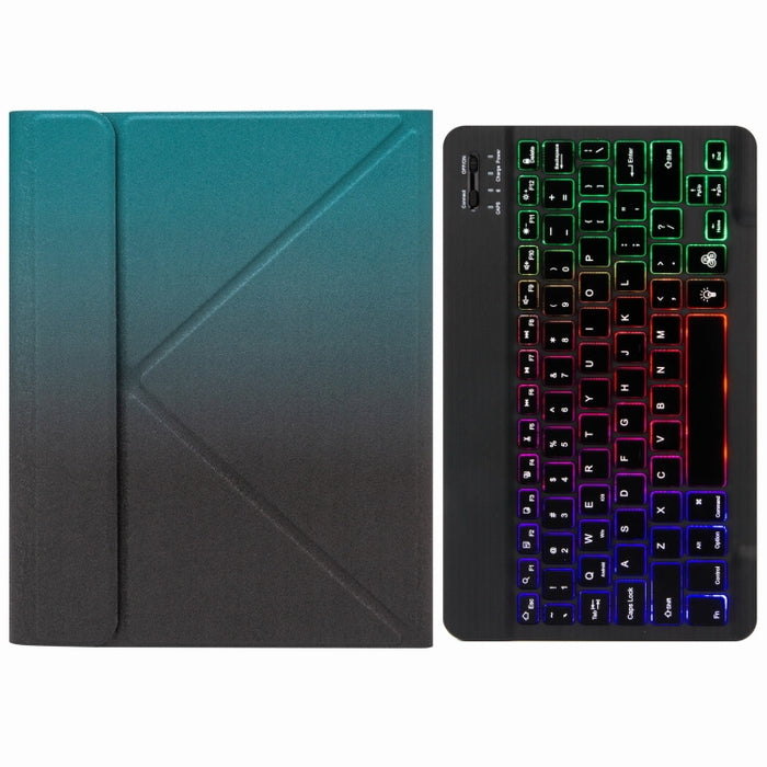 H-102S3 Estuche de cuero para teclado Bluetooth retroiluminado tricolor con soporte triple trasero