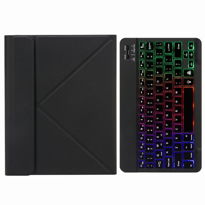 H-102S3 Estuche de cuero para teclado Bluetooth retroiluminado tricolor con soporte triple trasero