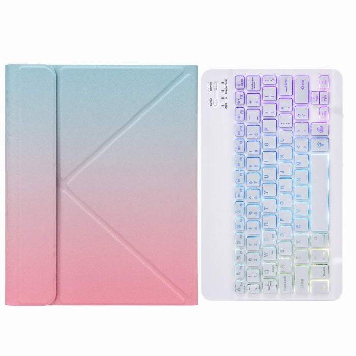 H-102S3 Estuche de cuero para teclado Bluetooth retroiluminado tricolor con soporte triple trasero