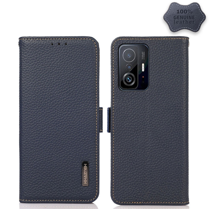 KHAZNEH Side-Magnetic Litchi Genuine Leather RFID Phone Case, For Xiaomi Mi 11 Lite 5G / Mi 11 Lite, For Xiaomi Mi 11, For Xiaomi Mi 11T / Mi 11T Pro, For Xiaomi Redmi Note 10 5G, For Xiaomi Redmi Note 10 Pro, For Xiaomi Redmi K40 Pro / Poco F3        ...