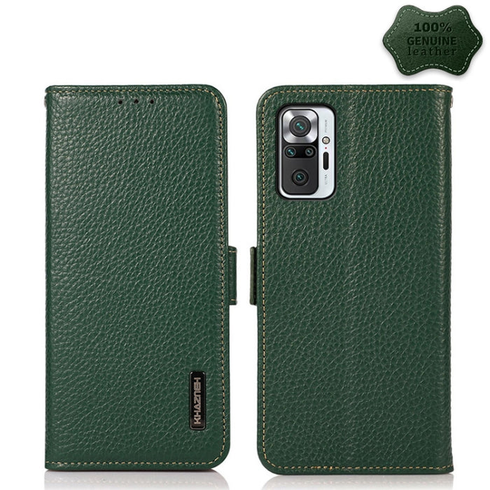 KHAZNEH Side-Magnetic Litchi Genuine Leather RFID Phone Case, For Xiaomi Mi 11 Lite 5G / Mi 11 Lite, For Xiaomi Mi 11, For Xiaomi Mi 11T / Mi 11T Pro, For Xiaomi Redmi Note 10 5G, For Xiaomi Redmi Note 10 Pro, For Xiaomi Redmi K40 Pro / Poco F3        ...