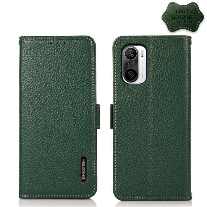 KHAZNEH Side-Magnetic Litchi Genuine Leather RFID Phone Case, For Xiaomi Mi 11 Lite 5G / Mi 11 Lite, For Xiaomi Mi 11, For Xiaomi Mi 11T / Mi 11T Pro, For Xiaomi Redmi Note 10 5G, For Xiaomi Redmi Note 10 Pro, For Xiaomi Redmi K40 Pro / Poco F3        ...