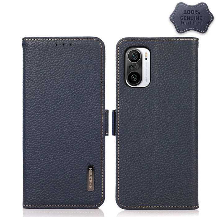 KHAZNEH Side-Magnetic Litchi Genuine Leather RFID Phone Case, For Xiaomi Mi 11 Lite 5G / Mi 11 Lite, For Xiaomi Mi 11, For Xiaomi Mi 11T / Mi 11T Pro, For Xiaomi Redmi Note 10 5G, For Xiaomi Redmi Note 10 Pro, For Xiaomi Redmi K40 Pro / Poco F3        ...