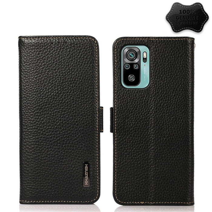 KHAZNEH Side-Magnetic Litchi Genuine Leather RFID Phone Case, For Xiaomi Mi 11 Lite 5G / Mi 11 Lite, For Xiaomi Mi 11, For Xiaomi Mi 11T / Mi 11T Pro, For Xiaomi Redmi Note 10 5G, For Xiaomi Redmi Note 10 Pro, For Xiaomi Redmi K40 Pro / Poco F3        ...