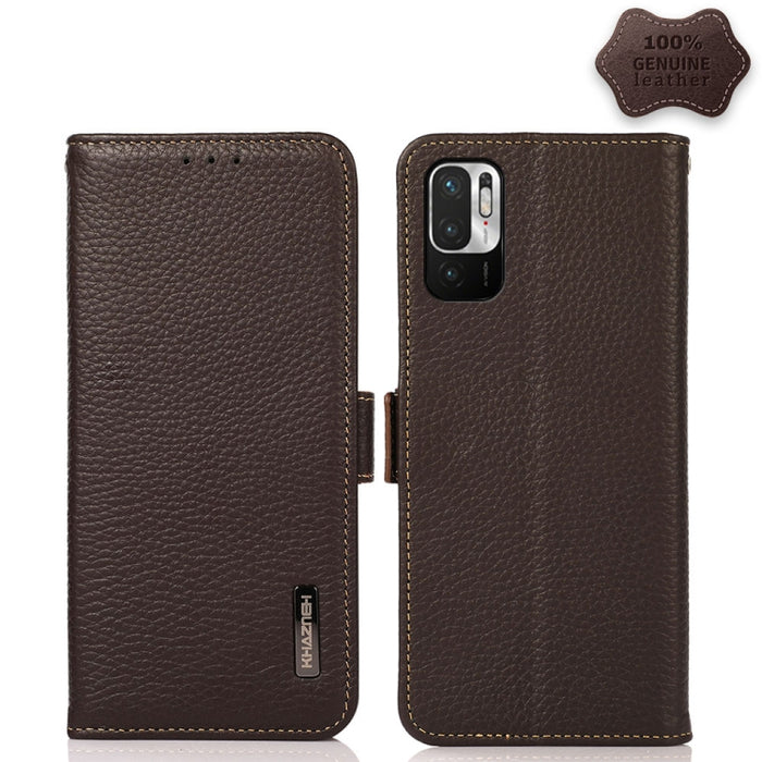 KHAZNEH Side-Magnetic Litchi Genuine Leather RFID Phone Case, For Xiaomi Mi 11 Lite 5G / Mi 11 Lite, For Xiaomi Mi 11, For Xiaomi Mi 11T / Mi 11T Pro, For Xiaomi Redmi Note 10 5G, For Xiaomi Redmi Note 10 Pro, For Xiaomi Redmi K40 Pro / Poco F3        ...