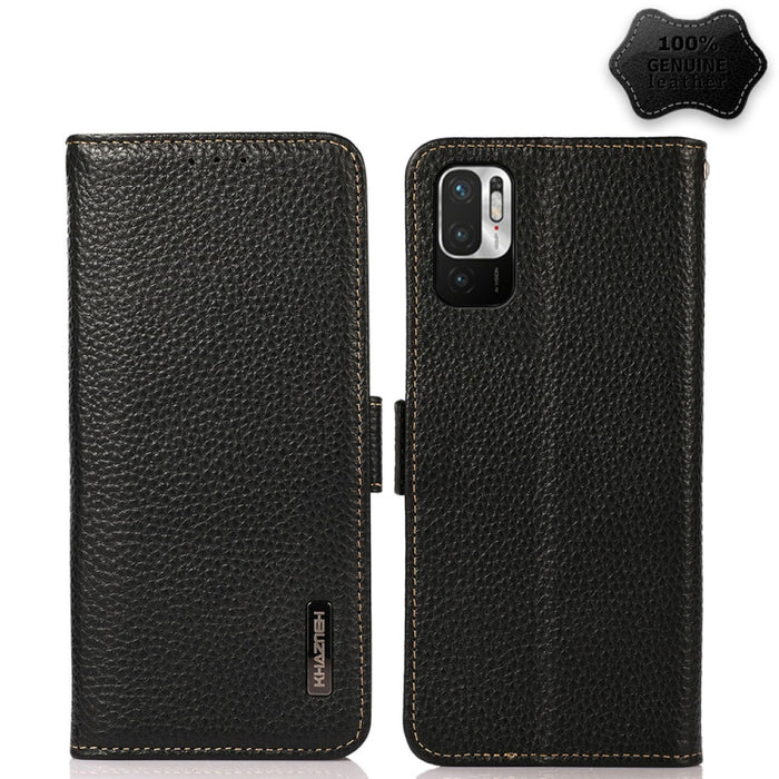 KHAZNEH Side-Magnetic Litchi Genuine Leather RFID Phone Case, For Xiaomi Mi 11 Lite 5G / Mi 11 Lite, For Xiaomi Mi 11, For Xiaomi Mi 11T / Mi 11T Pro, For Xiaomi Redmi Note 10 5G, For Xiaomi Redmi Note 10 Pro, For Xiaomi Redmi K40 Pro / Poco F3        ...