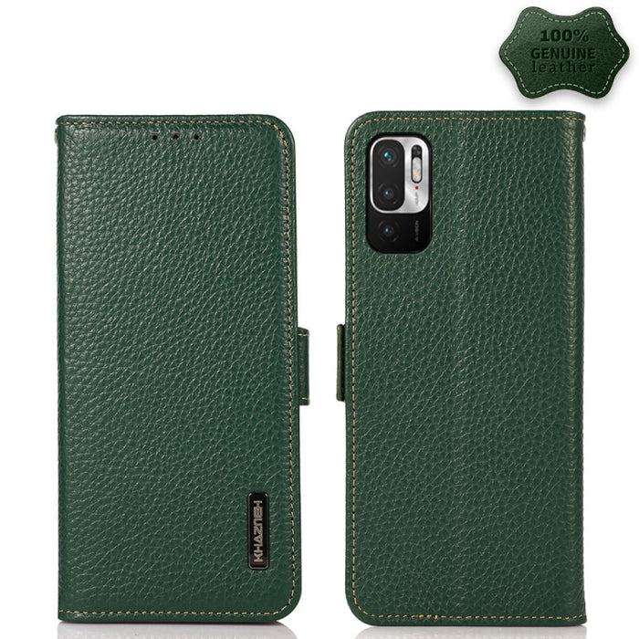 KHAZNEH Side-Magnetic Litchi Genuine Leather RFID Phone Case, For Xiaomi Mi 11 Lite 5G / Mi 11 Lite, For Xiaomi Mi 11, For Xiaomi Mi 11T / Mi 11T Pro, For Xiaomi Redmi Note 10 5G, For Xiaomi Redmi Note 10 Pro, For Xiaomi Redmi K40 Pro / Poco F3        ...