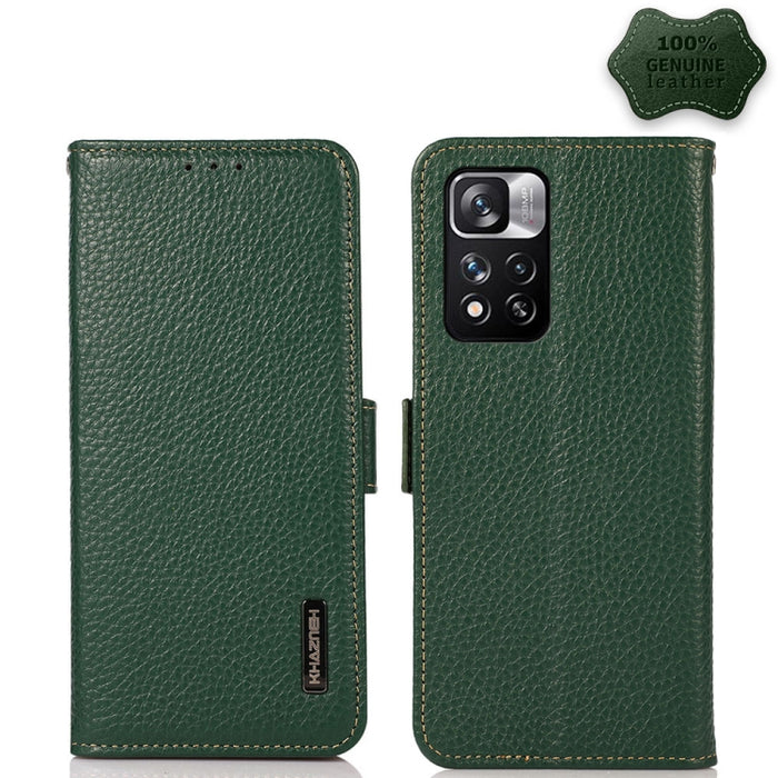 KHAZNEH Side-Magnetic Litchi Genuine Leather RFID Phone Case, For Xiaomi Mi 11 Lite 5G / Mi 11 Lite, For Xiaomi Mi 11, For Xiaomi Mi 11T / Mi 11T Pro, For Xiaomi Redmi Note 10 5G, For Xiaomi Redmi Note 10 Pro, For Xiaomi Redmi K40 Pro / Poco F3        ...