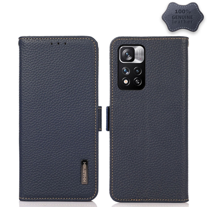 KHAZNEH Side-Magnetic Litchi Genuine Leather RFID Phone Case, For Xiaomi Mi 11 Lite 5G / Mi 11 Lite, For Xiaomi Mi 11, For Xiaomi Mi 11T / Mi 11T Pro, For Xiaomi Redmi Note 10 5G, For Xiaomi Redmi Note 10 Pro, For Xiaomi Redmi K40 Pro / Poco F3        ...