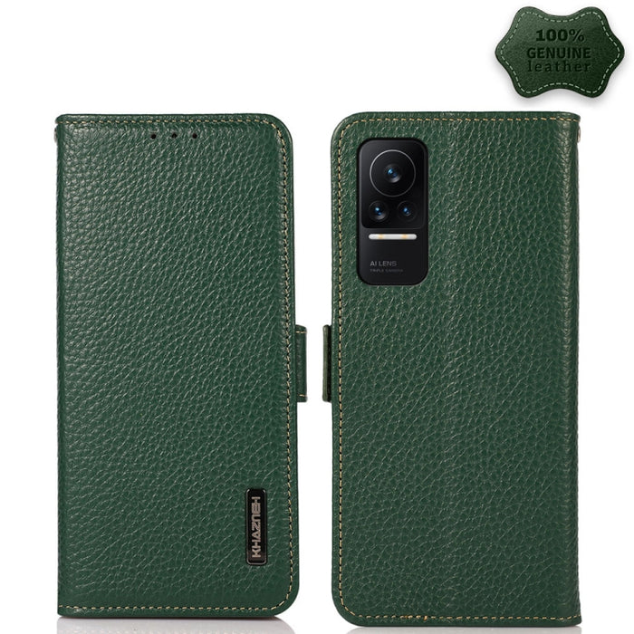 KHAZNEH Side-Magnetic Litchi Genuine Leather RFID Phone Case, For Xiaomi Mi 11 Lite 5G / Mi 11 Lite, For Xiaomi Mi 11, For Xiaomi Mi 11T / Mi 11T Pro, For Xiaomi Redmi Note 10 5G, For Xiaomi Redmi Note 10 Pro, For Xiaomi Redmi K40 Pro / Poco F3        ...