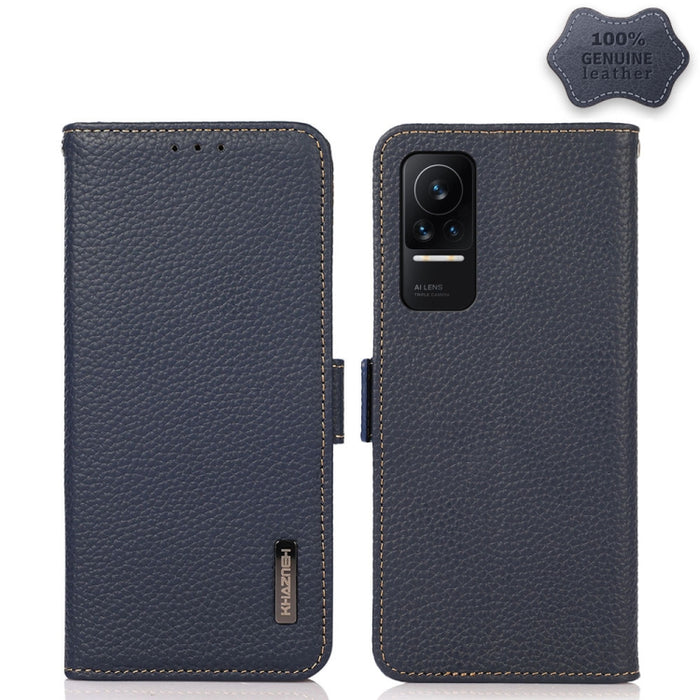 KHAZNEH Side-Magnetic Litchi Genuine Leather RFID Phone Case, For Xiaomi Mi 11 Lite 5G / Mi 11 Lite, For Xiaomi Mi 11, For Xiaomi Mi 11T / Mi 11T Pro, For Xiaomi Redmi Note 10 5G, For Xiaomi Redmi Note 10 Pro, For Xiaomi Redmi K40 Pro / Poco F3        ...
