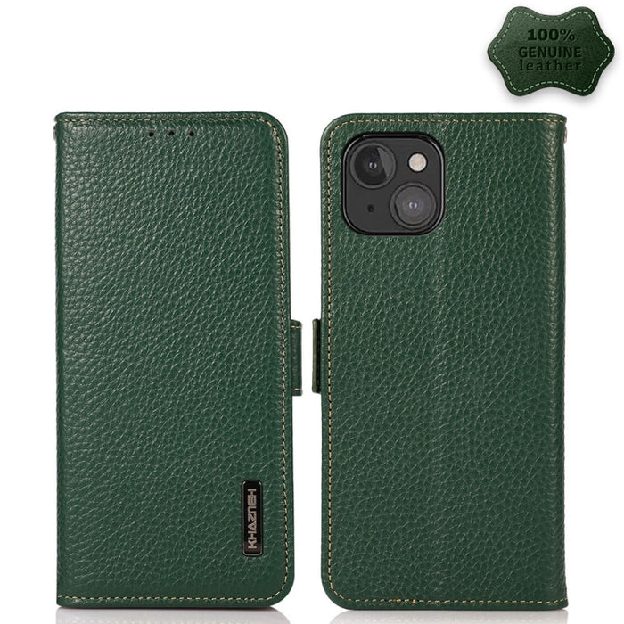 Estuche RFID de cuero genuino Litchi magnético lateral KHAZNEH