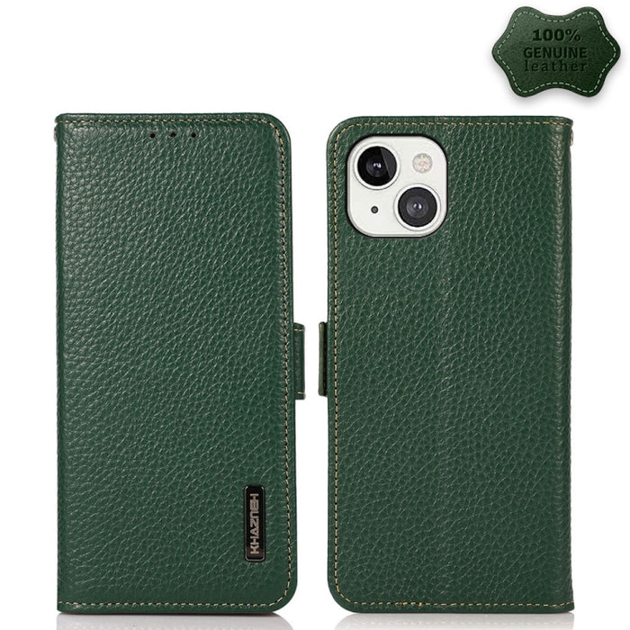 Estuche RFID de cuero genuino Litchi magnético lateral KHAZNEH