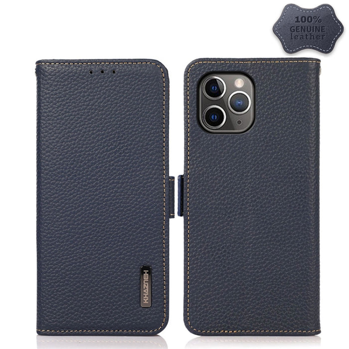 Estuche RFID de cuero genuino Litchi magnético lateral KHAZNEH