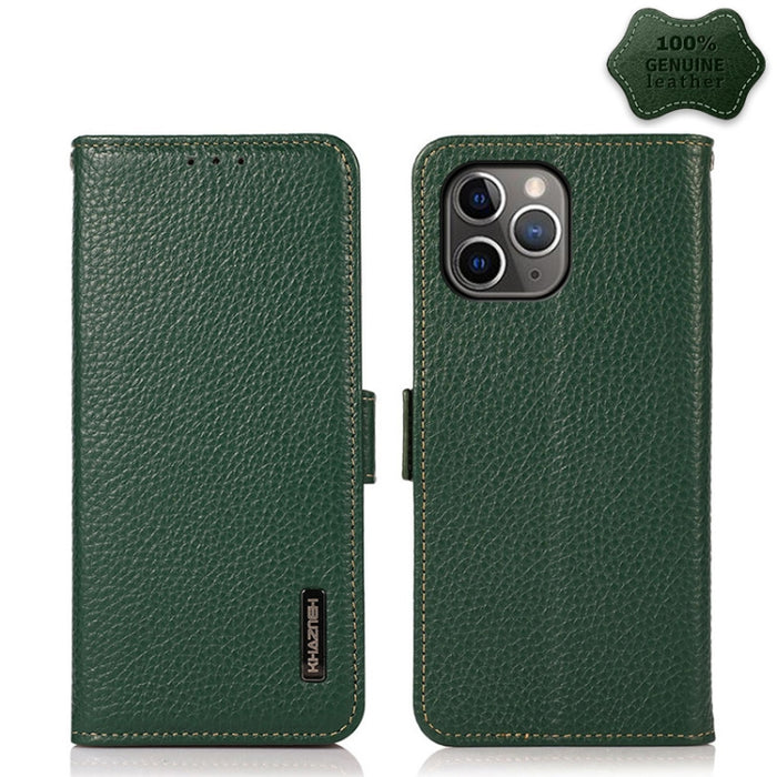 Estuche RFID de cuero genuino Litchi magnético lateral KHAZNEH
