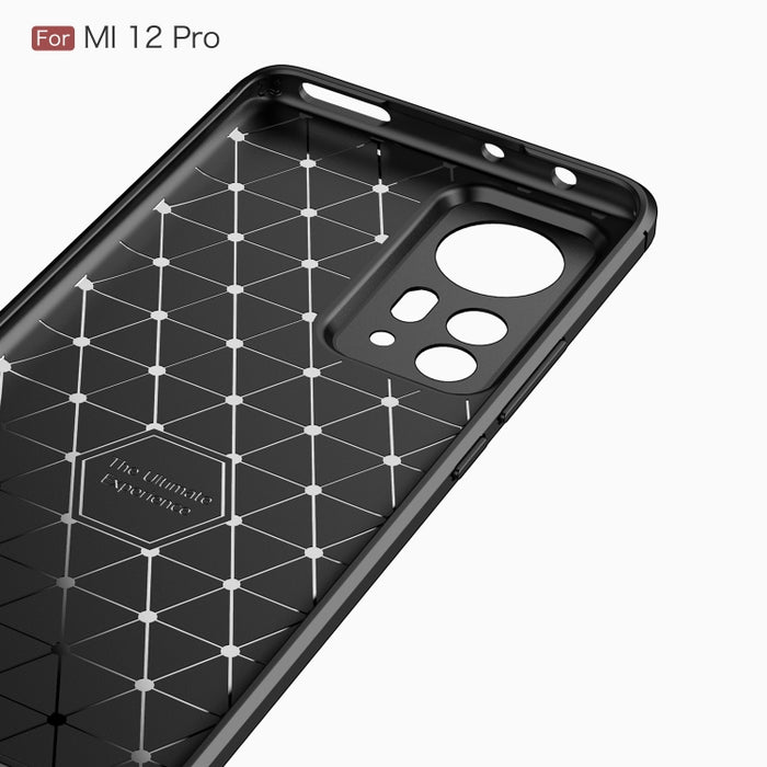 Caja de teléfono TPU de fibra de carbono con textura cepillada, For Xiaomi 12 5G, For Xiaomi 12 Pro 5G, For Xiaomi Mi 12 Ultra 5G