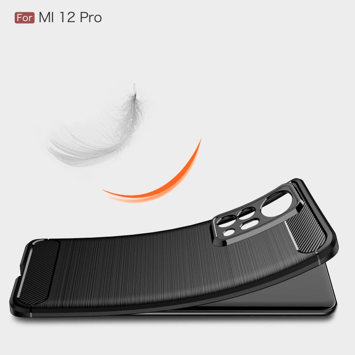 Caja de teléfono TPU de fibra de carbono con textura cepillada, For Xiaomi 12 5G, For Xiaomi 12 Pro 5G, For Xiaomi Mi 12 Ultra 5G