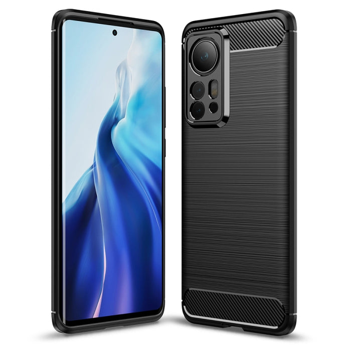 Caja de teléfono TPU de fibra de carbono con textura cepillada, For Xiaomi 12 5G, For Xiaomi 12 Pro 5G, For Xiaomi Mi 12 Ultra 5G