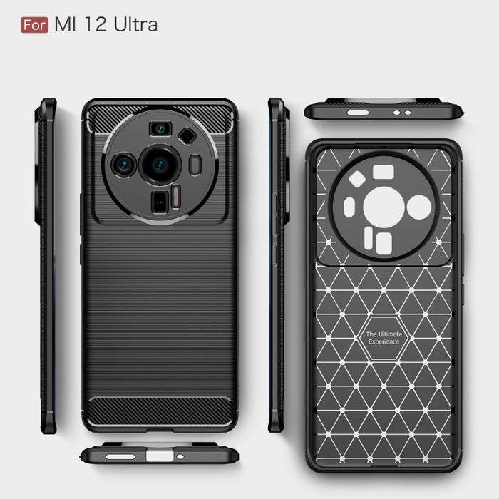 Caja de teléfono TPU de fibra de carbono con textura cepillada, For Xiaomi 12 5G, For Xiaomi 12 Pro 5G, For Xiaomi Mi 12 Ultra 5G