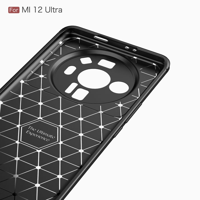 Caja de teléfono TPU de fibra de carbono con textura cepillada, For Xiaomi 12 5G, For Xiaomi 12 Pro 5G, For Xiaomi Mi 12 Ultra 5G