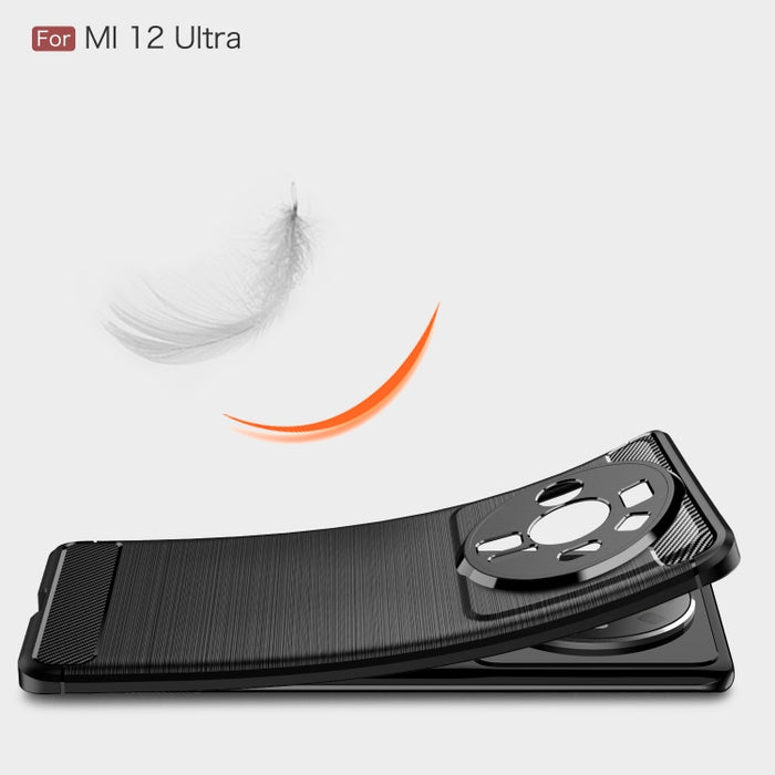 Caja de teléfono TPU de fibra de carbono con textura cepillada, For Xiaomi 12 5G, For Xiaomi 12 Pro 5G, For Xiaomi Mi 12 Ultra 5G
