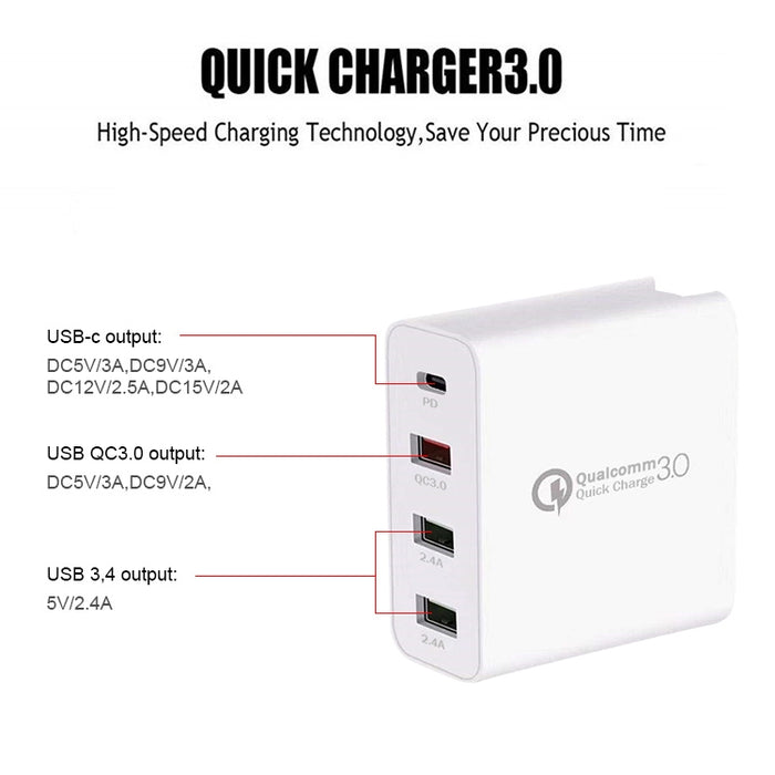 A3 PD 18W USB-C / Type-C + QC3.0 USB + Cargador de viaje con interfaz USB dual