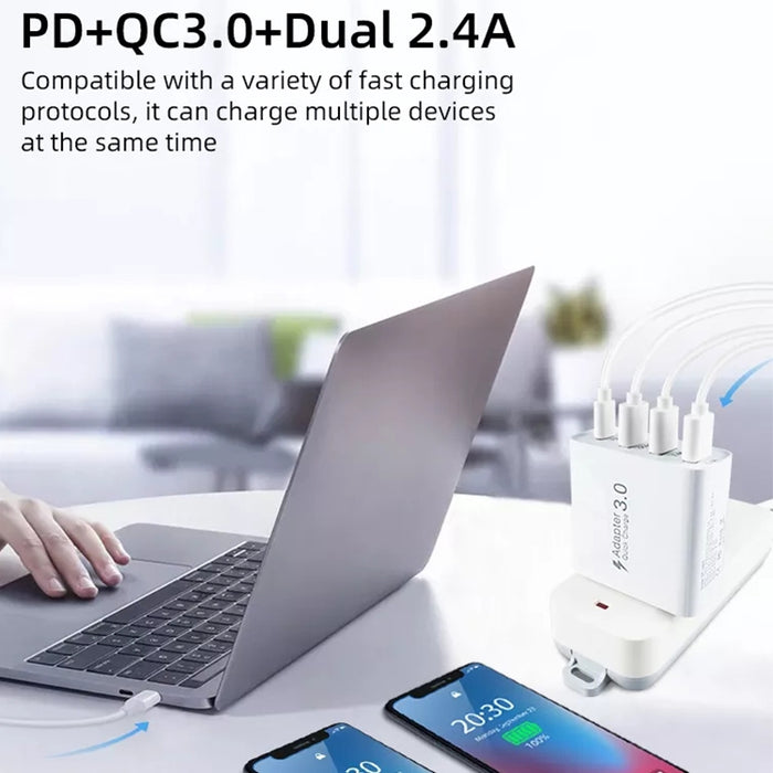 A3 PD 18W USB-C / Type-C + QC3.0 USB + Cargador de viaje con interfaz USB dual