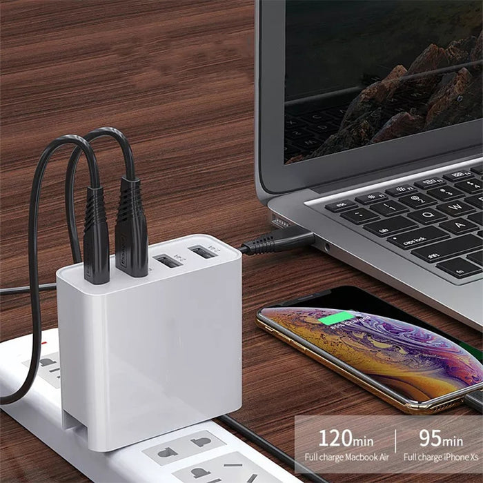 A3 PD 18W USB-C / Type-C + QC3.0 USB + Cargador de viaje con interfaz USB dual