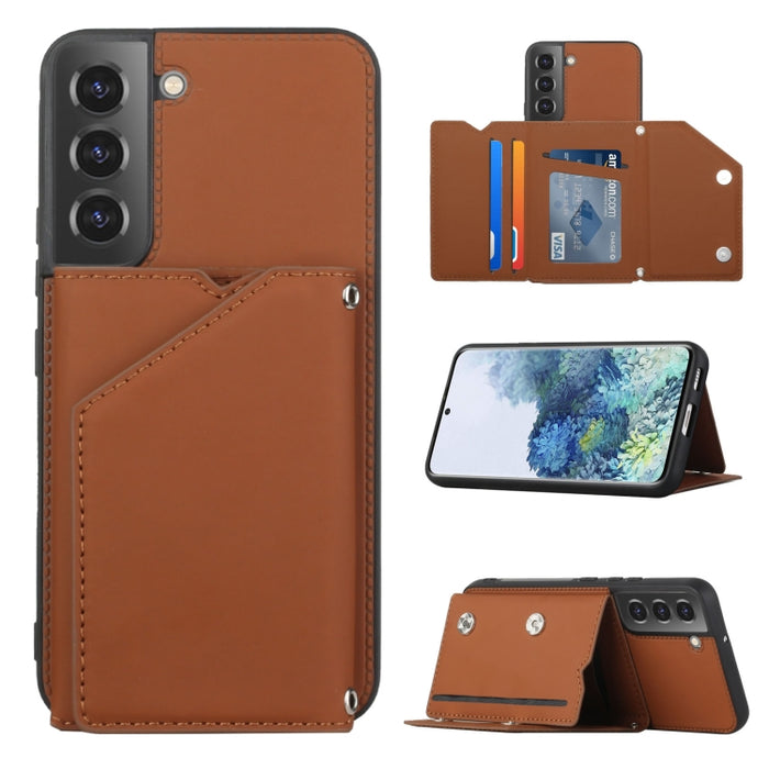 Funda para teléfono Skin Feel PU + TPU + PC con ranuras para tarjetas, For vivo S10e / V23e, For Xiaomi Redmi Note 11 Pro, For Samsung Galaxy S22 5G, For Samsung Galaxy S22+ 5G, For Samsung Galaxy S22 Ultra 5G