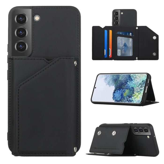 Funda para teléfono Skin Feel PU + TPU + PC con ranuras para tarjetas, For vivo S10e / V23e, For Xiaomi Redmi Note 11 Pro, For Samsung Galaxy S22 5G, For Samsung Galaxy S22+ 5G, For Samsung Galaxy S22 Ultra 5G