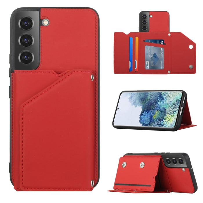 Funda para teléfono Skin Feel PU + TPU + PC con ranuras para tarjetas, For vivo S10e / V23e, For Xiaomi Redmi Note 11 Pro, For Samsung Galaxy S22 5G, For Samsung Galaxy S22+ 5G, For Samsung Galaxy S22 Ultra 5G