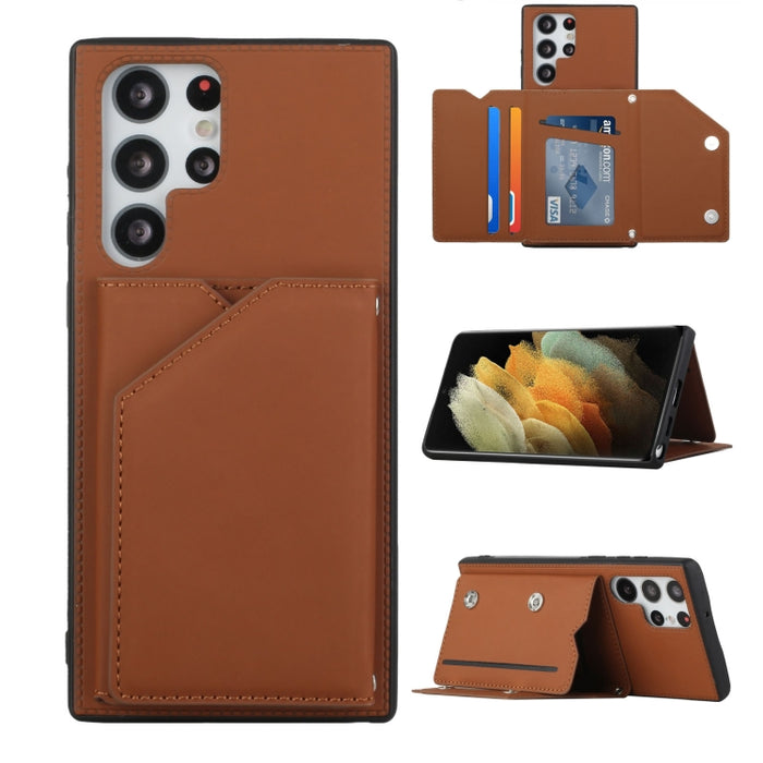 Funda para teléfono Skin Feel PU + TPU + PC con ranuras para tarjetas, For vivo S10e / V23e, For Xiaomi Redmi Note 11 Pro, For Samsung Galaxy S22 5G, For Samsung Galaxy S22+ 5G, For Samsung Galaxy S22 Ultra 5G