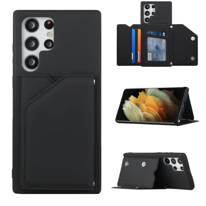Funda para teléfono Skin Feel PU + TPU + PC con ranuras para tarjetas, For vivo S10e / V23e, For Xiaomi Redmi Note 11 Pro, For Samsung Galaxy S22 5G, For Samsung Galaxy S22+ 5G, For Samsung Galaxy S22 Ultra 5G
