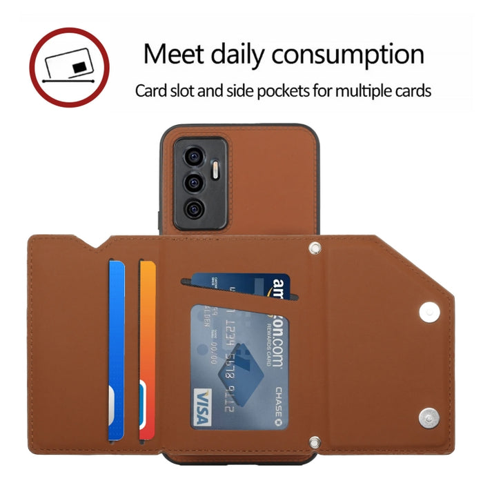 Funda para teléfono Skin Feel PU + TPU + PC con ranuras para tarjetas, For vivo S10e / V23e, For Xiaomi Redmi Note 11 Pro, For Samsung Galaxy S22 5G, For Samsung Galaxy S22+ 5G, For Samsung Galaxy S22 Ultra 5G