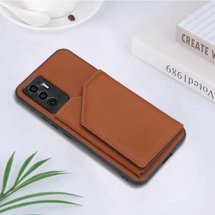 Funda para teléfono Skin Feel PU + TPU + PC con ranuras para tarjetas, For vivo S10e / V23e, For Xiaomi Redmi Note 11 Pro, For Samsung Galaxy S22 5G, For Samsung Galaxy S22+ 5G, For Samsung Galaxy S22 Ultra 5G