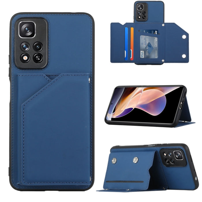 Funda para teléfono Skin Feel PU + TPU + PC con ranuras para tarjetas, For vivo S10e / V23e, For Xiaomi Redmi Note 11 Pro, For Samsung Galaxy S22 5G, For Samsung Galaxy S22+ 5G, For Samsung Galaxy S22 Ultra 5G